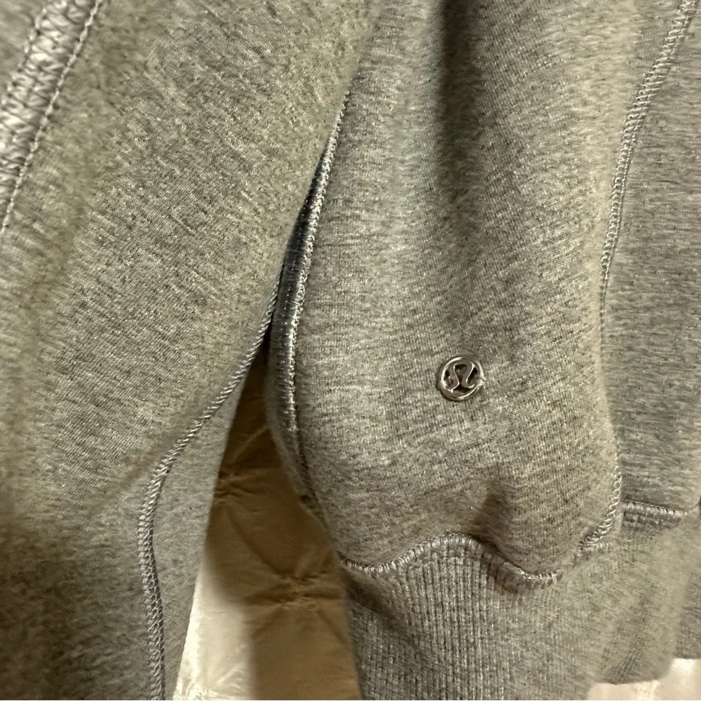 lululemon athletica Cream Teddy Zip-Up Jacket with Gray Trim